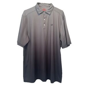 CINCH Golf Polo Men's Shirt L Striped Gradient Black White Short Sleeve RN155737
